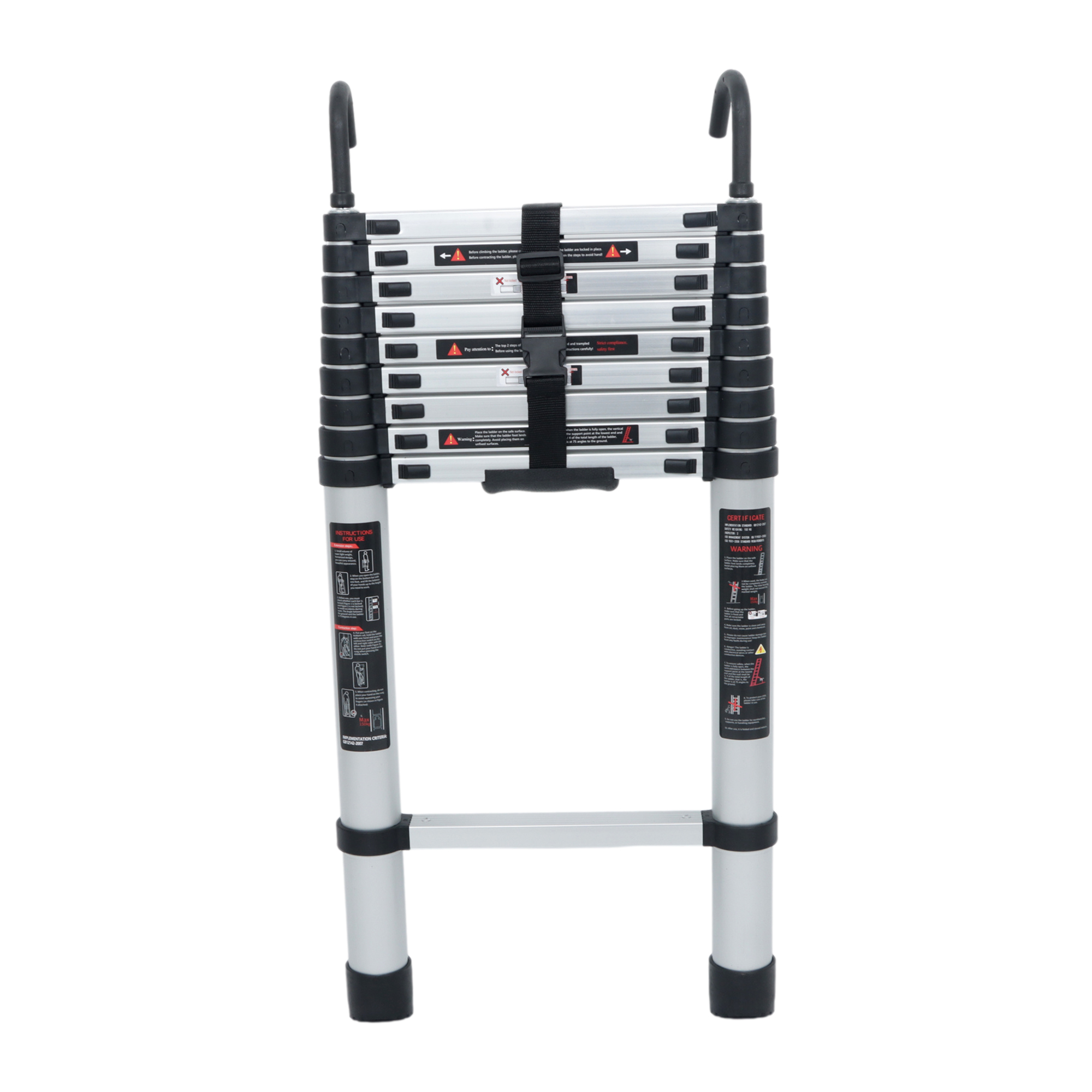 Fire Escape Ladder - Gümüş 12.5 FT Teleskopik Merdiven, 2